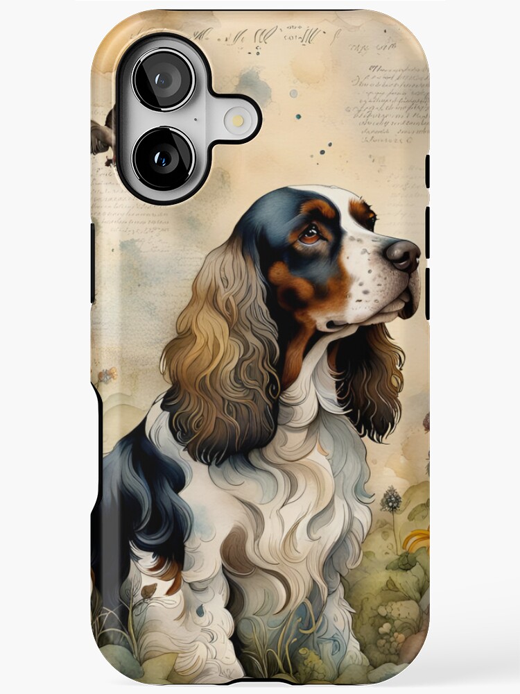 Cocker spaniel with wildflowers