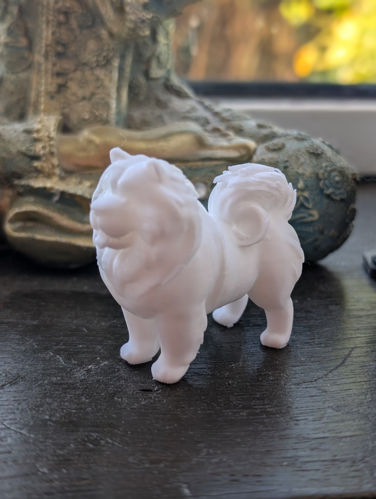 3D printed white chow chow miniature
